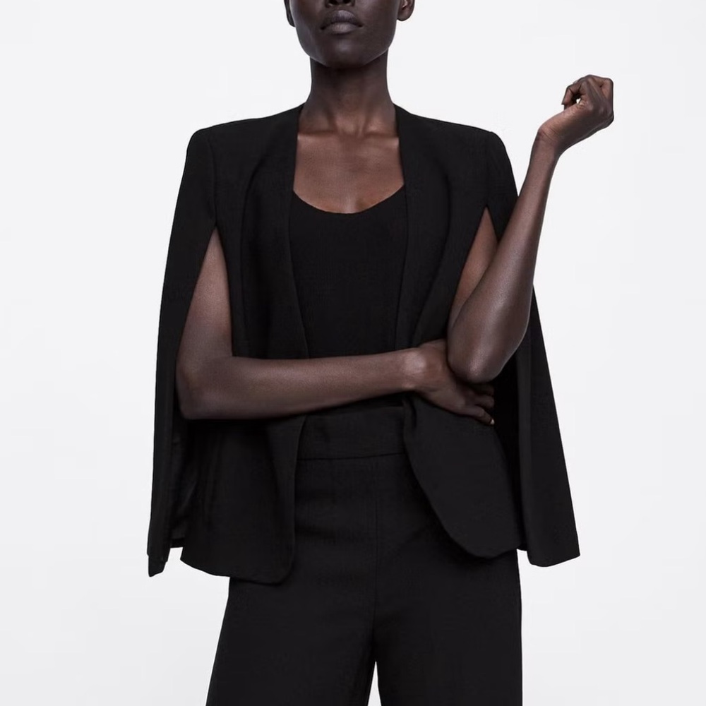 Zara Black Cape Blazer XS